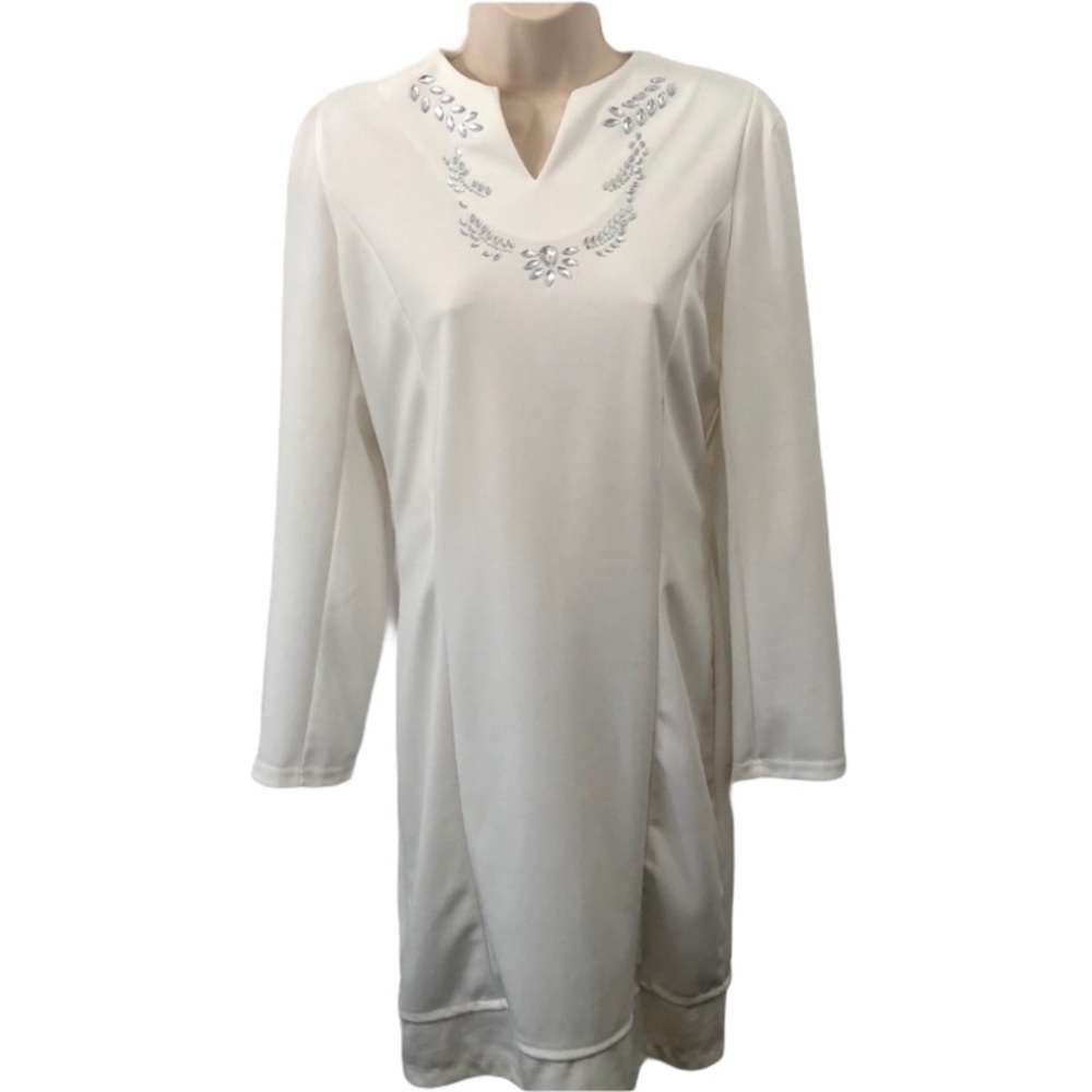 NWT Heramay Solid White Silver Embellished Dress